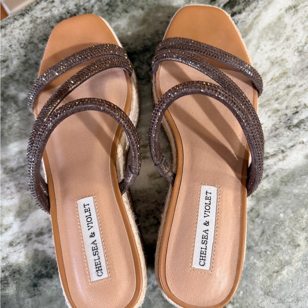 Chelsea & Violet Rhinestone Wedge Sandals